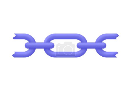 Ilustración de Icono de cadena 3D. Concepto de debilidad. Enlace de cadena. Moderno y moderno vector en estilo 3d - Imagen libre de derechos