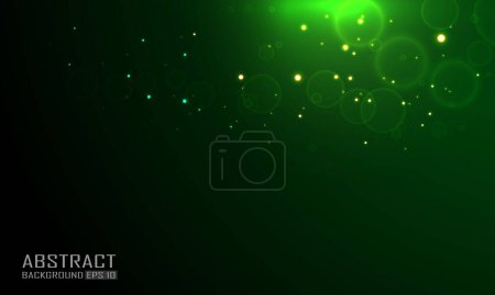 Téléchargez les illustrations : Bokeh vert particules lumineuses flou fond abstrait - en licence libre de droit