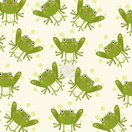 Seamless pattern with cute frog animals perfect for wrapping paper