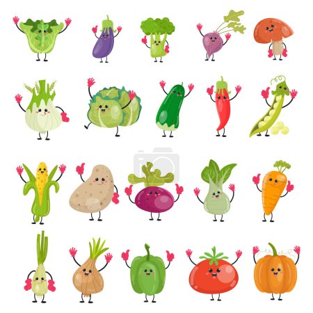 Illustration for A collection of cute cartoon vegetable images suitable for birthday cards, invitations and children's clothing designs - Royalty Free Image