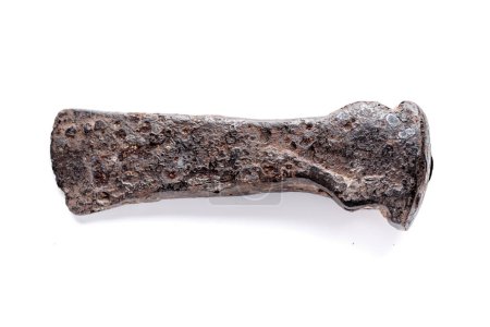 Photo for Prehistoric iron ax.Viking ax.Eastern Europe, Kievan Rus.Artifact, archaeological discoveries, search for treasures and artifacts.isolated on white background - Royalty Free Image