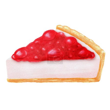 Foto de Tarta de queso fresa dulce postre crayón arte - Imagen libre de derechos