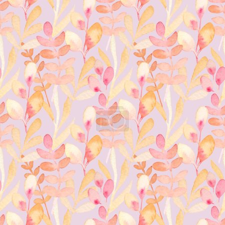 watercolor pattern seamless with pastel color floral elements, flowers and leave