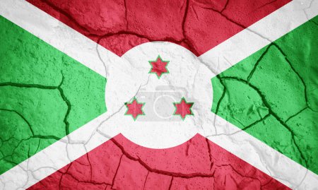 Photo for Flag of Burundi. Burundi symbol. Flag on the background of dry cracked earth. Burundi flag with drought concept - Royalty Free Image