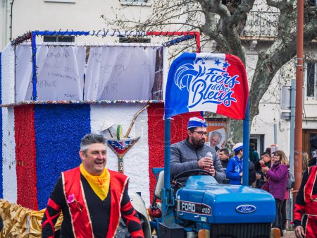 Photo for Loriol sur Drome, France - 19 March 2023: "Fte des Bouviers". Shepherd's festival in the South of France in Loriol sur Drome. Corso France. The largest corso in Drome Ardeche -  France. - Royalty Free Image
