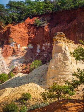 Photo for Colorful rock formations from ocher in the Colorado Provencal, Provence, France - Royalty Free Image