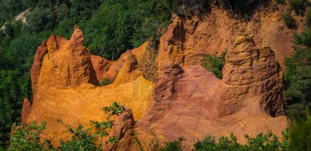 Photo for Colorful rock formations from ocher in the Colorado Provencal, Provence, France - Royalty Free Image