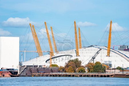 Photo for London, UK, September 3 2022. Close up view of the Millennium Dome originally used to house the major exhibition of the Millennium Experience and is currently a concert hall - Royalty Free Image