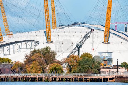 Photo for London, UK, September 3 2022. Close up view of the Millennium Dome originally used to house the major exhibition of the Millennium Experience and is currently a concert hall - Royalty Free Image