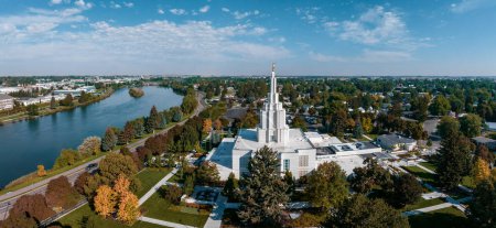Photo for Aerial view of the Temple in the middle of the city, USA. - Royalty Free Image
