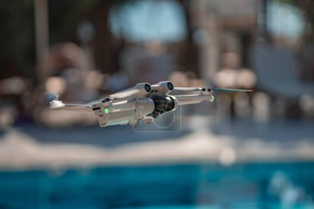 Photo for Side, Turkey. October 10, 2022. Close-up of quadcopter drone flying in air during sunny day - Royalty Free Image