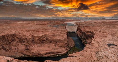 Photo for Aerial view of the Grand Canyon Upriver Colorado River Glen Canyon Dam in Arizona USA. Scenic view of the Glen Canyon Dam. - Royalty Free Image