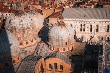 Photo for Aerial view of gray domes in Venice, providing a distinctive visual of the citys architecture. Unknown architectural style and details. - Royalty Free Image