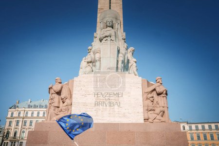 Photo for The Freedom Monument in Riga town in Latvia as symbol of the freedom, independence, and sovereignty of Latvia - Royalty Free Image