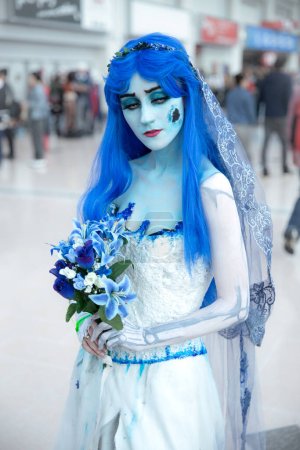 Photo for BIRMINGHAM NEC, UK - NOVEMBER 13, 2022.  A female cosplayer dressed as the Corpse Bride at MCM Birmingham Comic Con 2022. - Royalty Free Image