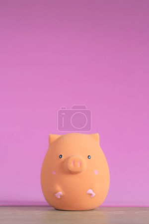 Foto de A generic and happy piglet soft toy to teach small children about farm animals and nature with copy space - Imagen libre de derechos