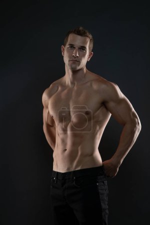 Photo for Romance book cover image with shirtless model looking forward - Royalty Free Image