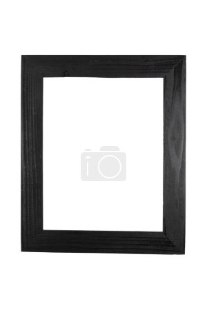 Photo for An empty,  handmade, rectangular photo or picture frame with several knotholes in the wood grain and texture on various sides. - Royalty Free Image