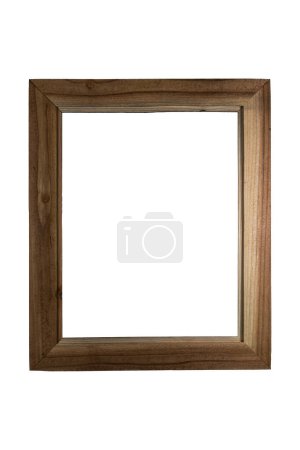 Photo for Back side view of a empty, handmade, rectangular, wood photo frame with pretty grain and texture showing the rabbet for mounting the artwork. - Royalty Free Image
