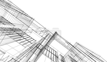 Illustration pour Carrés géométriques abstraits. illustration de croquis de modélisation de maison. noir et blanc art - image libre de droit