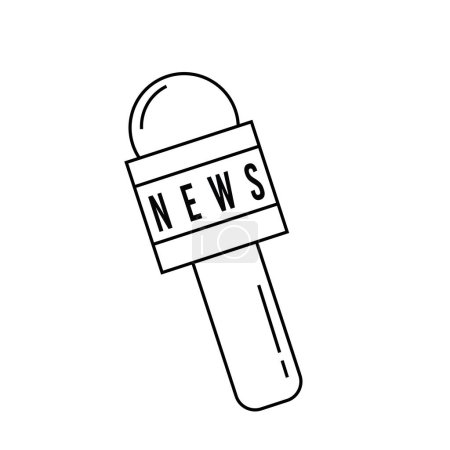 Illustration for News and Press Flat Style Microphone. Vector Microphone illustration isolated on white background. Flat Design Elements. Press and Tv Station Elements. News Text. - Royalty Free Image