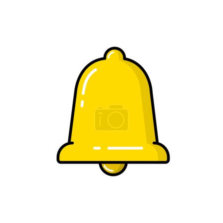 Illustration for Vector Line Style Gold Bell Icon, Alarm, Handbell line isolated sign. Isolated on white background. Bell Notification Icon. Website and social media icon. Christmas bell or Retro School Bell. - Royalty Free Image