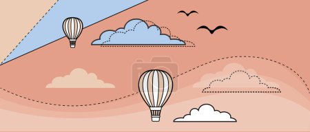 Téléchargez les illustrations : Cool Air balloons Banner vector illustration - en licence libre de droit