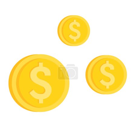 Ilustración de Monedas de oro aisladas en blanco - Imagen libre de derechos