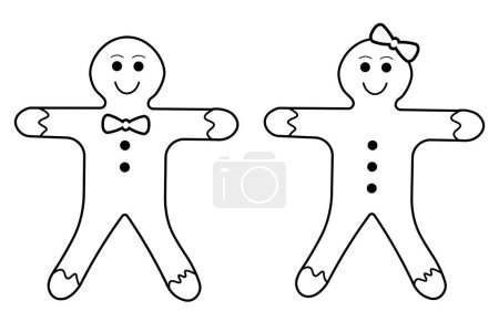 Illustration for Outline Design of Christmas Ginger Bread Cookies Icons - Royalty Free Image
