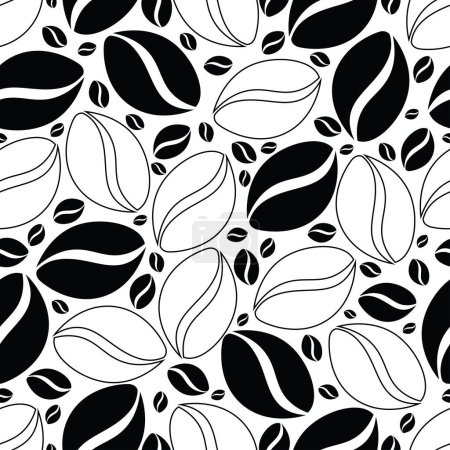 Ilustración de Esquema patrón de textura repetible sobre fondo blanco hecho de granos de café - Imagen libre de derechos