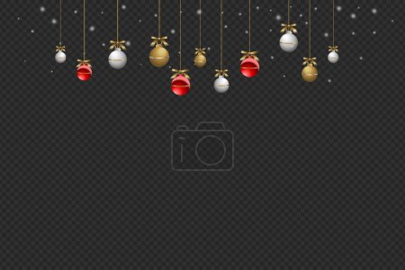 Illustration for Merry Christmas card with hanging Christmas balls - Royalty Free Image