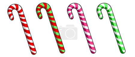 Illustration for Four candy canes set elements on white background - Royalty Free Image