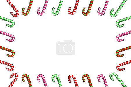 Illustration for Candy canes frame on white background - Royalty Free Image