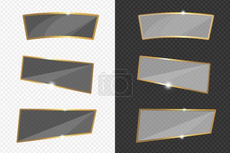 Illustration for Glass gold banners set on transparent background - Royalty Free Image