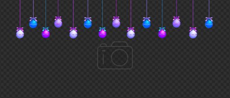 Illustration for Neon 3D Hanging Balls Frame - Royalty Free Image