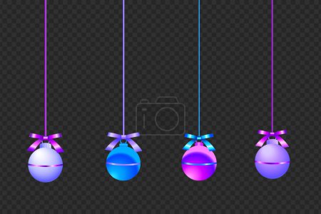Ilustración de Conjunto de bolas colgantes Neon 3D - Imagen libre de derechos