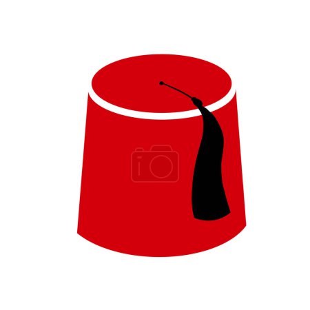Illustration for Vector red Turkish hat fez isolated element, Turkish symbols. - Royalty Free Image