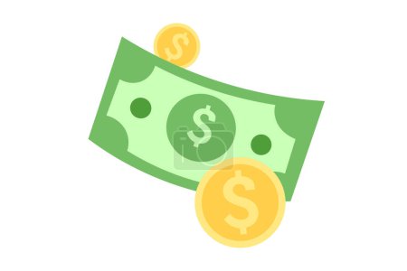 Vector Flat money Icon. Isolated Dollar Cent Sign and USD cash money USA Payment system. Dollar sign abstract. Flat Design Global Currency. Payment and Economy Concept Isolated Vector Design Element.