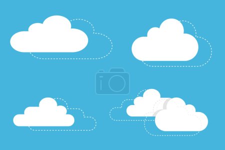 Illustration for Minimal Dashed Line Clouds, design elements - Royalty Free Image