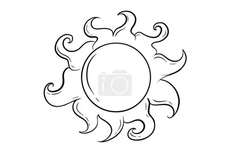 Téléchargez les illustrations : Vecteur dessiné à la main soleil isolé sur fond blanc - en licence libre de droit