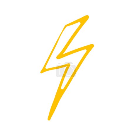 Vector Lightning icon in doodle sketch style. Electric flashlight icons isolated on white background. Technology, electric, or meteorology concept design