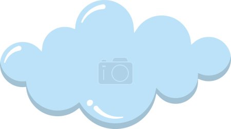 Vector Flat Cartoon Blue Cloud Isolated on White Background. Minimal Cloud in Cartoon Style. Funky Cartoon Style One Cloud design element. Environment