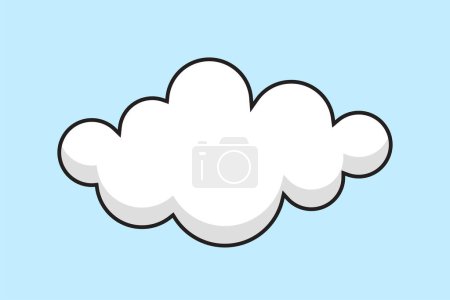 Illustration for Vector Flat Cartoon  Cloud Isolated on White Background. Minimal Cloud in Cartoon Style. Funky Cartoon Style One Cloud design element. Environment - Royalty Free Image