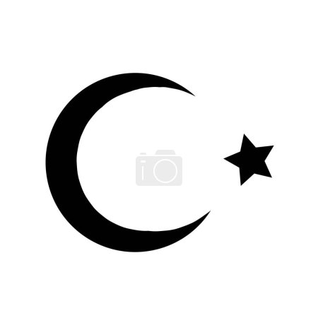 Vector Silhouette Crescent Moon and Star Design Elements Isolated on White Background Vector moon and star for Ramadan Kareem celebration