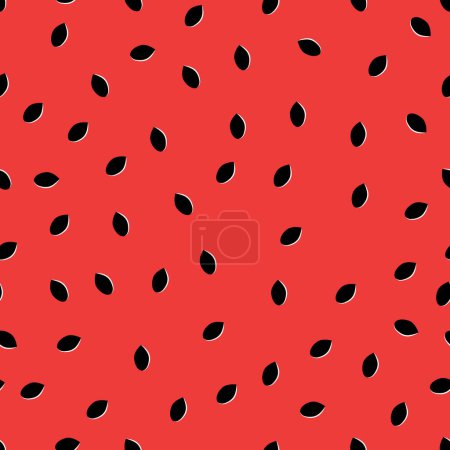 Vector watermelon inside view seamless pattern. Watermelon texture with seeds. Creative red juicy summer tropical repeatable pattern design.