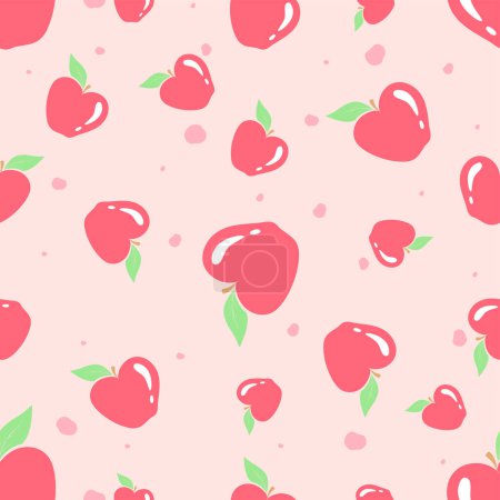 Illustration for Vector apples seamless pattern. Whole apples and slices with leaves on background. Abstract repeated backgrounds for paper - Royalty Free Image