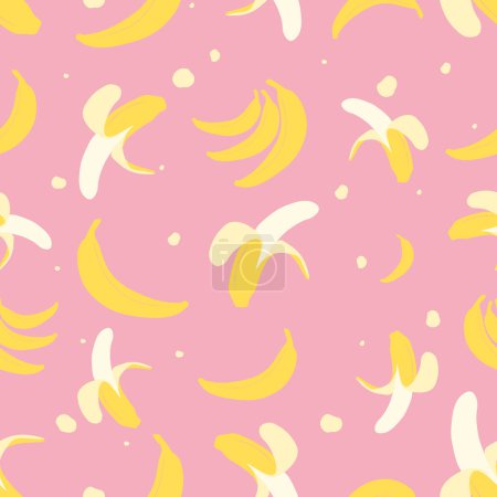 Illustration for Vector  seamless pattern.  bananas on pink background. Repeatable fruits background for paper cover fabric textile gift wrapper wall - Royalty Free Image