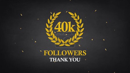 40k followers celebration. Social media achievement poster. Followers thank you lettering. 3D Rendering
