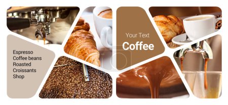 Photo for Coffee Shop Concept Photo Collage. Can be used for visual stand, display, brochures, flyer - Royalty Free Image