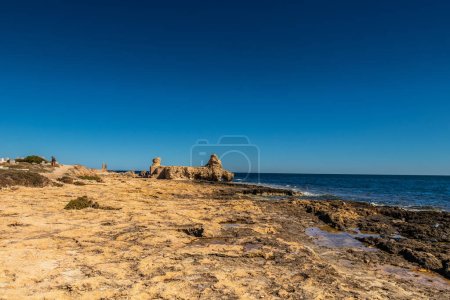 Photo for The Remains of an Ancient Civilization's Construction on Mahdia Beach, Tunisia. Norh Africa - Royalty Free Image